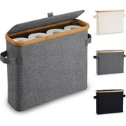 Inadays Toilet Paper Storage Basket with Lid, Bamboo Toilet Paper Storage Holder Stand Organizer for Bathroom, Toilet Paper Storage Box Container with Handle, Toilet Tissue Storage Bin for RV Closet
