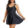 thumbnail image 1 of Inadays Two Piece Plus Size Tankini Swimsuits for Women Flowy Bathing Suits Swim Dress with Shorts Tummy Control Swimwea, Black, 3XL, 1 of 7