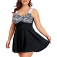 thumbnail image 1 of Inadays Two Piece Plus Size Tankini Swimsuits for Women Flowy Bathing Suits Swim Dress with Shorts Tummy Control Swimwea, Black White, 5XL, 1 of 6