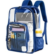 Waterproof Clear Backpack Heavy Duty PVC Transparent Large Capacity Backpack with Reinforced Strap for School, Work, Stadium, Travel, Security, Festival, Colleg