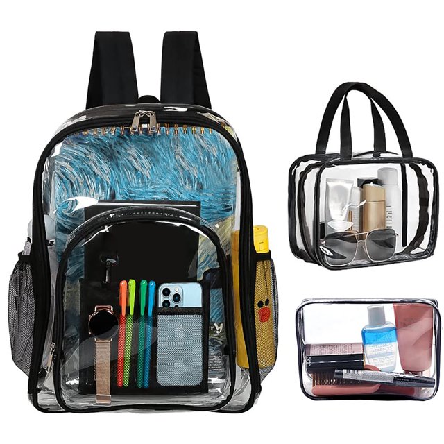 Inadays Waterproof Clear Backpack Set, Heavy Duty PVC Transparent Large