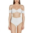 thumbnail image 1 of Inadays Women's Off Shoulder Bikini Sets High Cut Bandeau Bathing Suits High Waisted Two Pieces Swimsuit Sexy Swimwear, White, M, 1 of 6