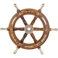 thumbnail image 1 of Inanosa 18" Premium Nautical Wooden Ship Boat Wheel | Captain Pirate Ship's Wheel With Brass Handle | Home Décor Wall Sculptures, 1 of 5