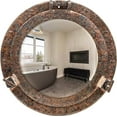 thumbnail image 1 of Inanosa 24" Wall Mounted Aluminium and Steel Alloy Vintage Ship's Porthole Mirror | Raku Finish Bathroom Window Mirror | Pirate's Maritime Nautical Themed Decor - 1 Pc, Raku Finish, 1 of 5
