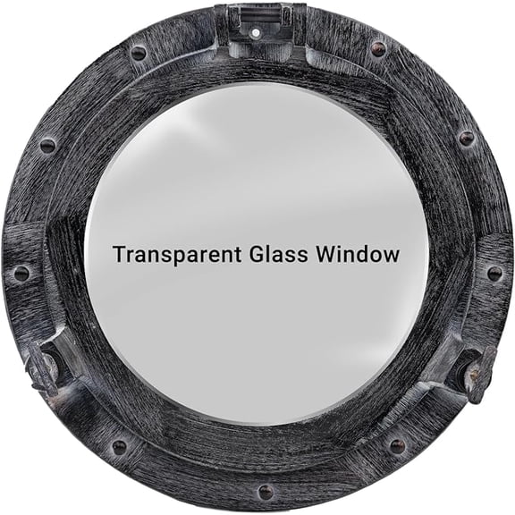 Inanosa 30" Antique Wall Mounted Premium Aluminium and Steel Alloy Vintage Ship's Porthole Window | Glassed Porthole | Pirate's Maritime Nautical Themed Decor - 1 Pc, Antique Gray Finish
