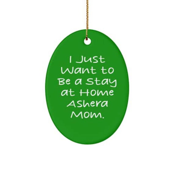 Inappropriate Ashera Cat , I Just Want to Be a Stay at Home Ashera Mom., Sarcastic Holiday Oval Ornament for Cat Lovers