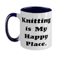 thumbnail image 1 of Inappropriate Knitting Gifts, Knitting is My Happy Place, Motivational Holiday Two Tone 11oz Mug Gifts For Friends, Funny knitting gift ideas, Knitting gifts for her, Knitted gifts for him, Unique, 1 of 2