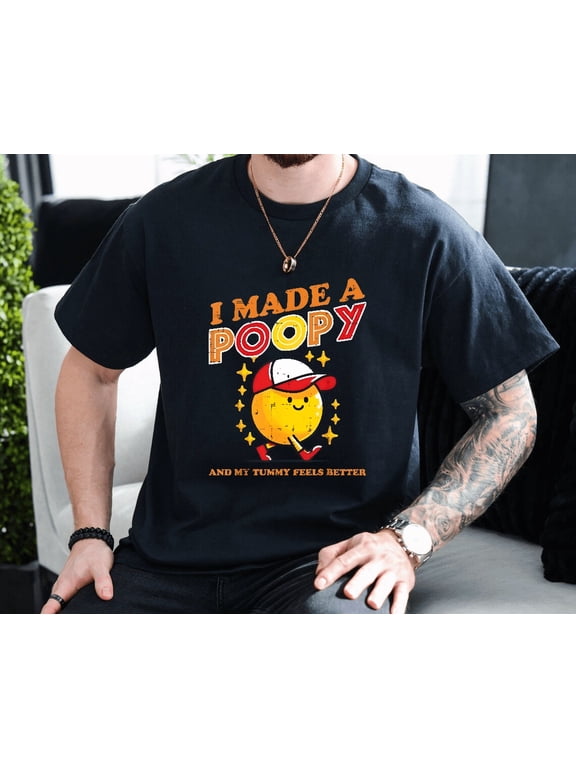 Inappropriate Made Tummy Funny Humor Meme Cringe Graphic Art Unisex T-Shirt, up to size 3XL.