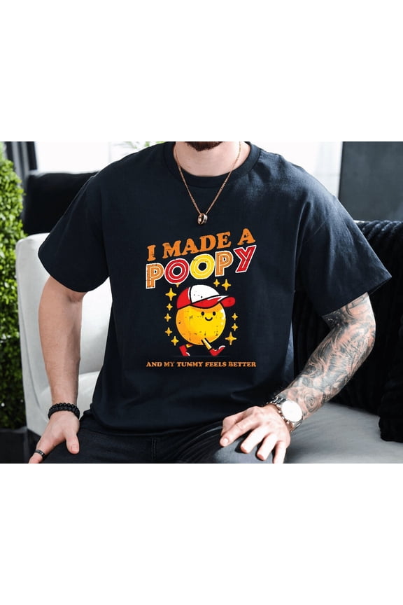 Inappropriate Made Tummy Funny Humor Meme Cringe Graphic Unisex T-Shirt, up to size 3XL.