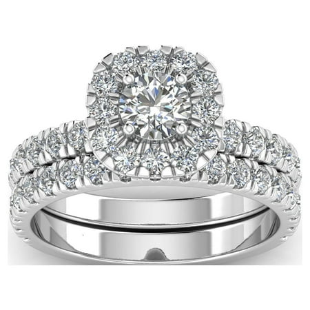 Inara Diamonds 2.00 Carat Diamond Halo Bridal Set, 14K White Gold, Size 5-10