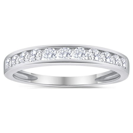 Inara Diamonds Classic Diamond Channel White Gold Wedding Rings, 9.5 inches