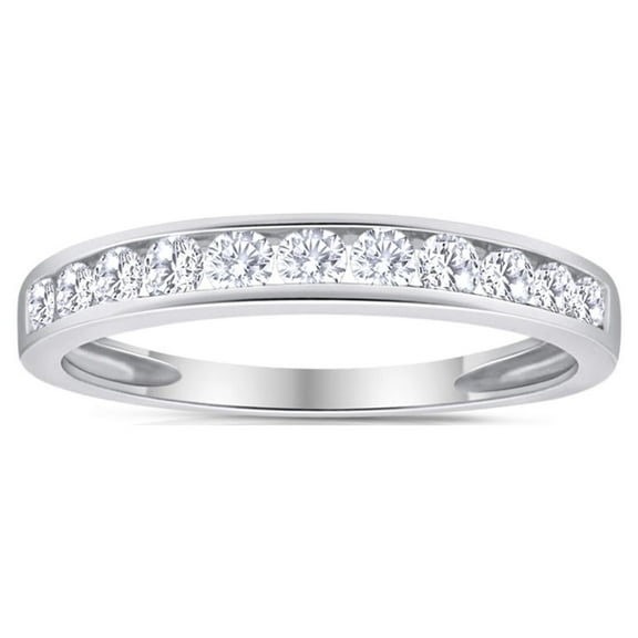 Inara Diamonds Classic Diamond Channel White Gold Wedding Rings, 9.5 inches