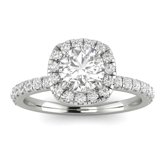 Inara Diamonds Solitaire Diamond Halo Engagement Ring 1.00ctw, 14K White Gold