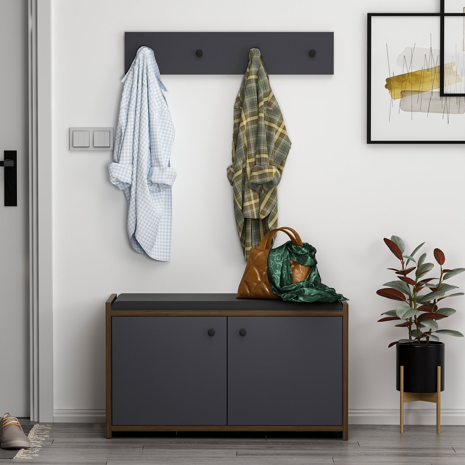 Zen Shoe Rack Inarch-Zen -Anthracite-Shoe Cabinet - Walmart.com