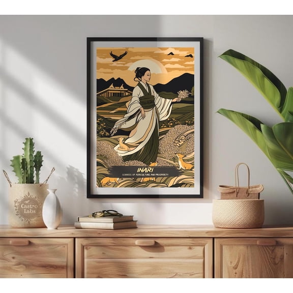 Inari Goddess Of Agriculture Wall Art Print, Unframed Paper Poster 8x10in