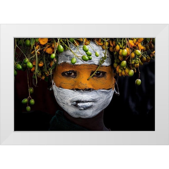 Inazio Kuesta, Joxe 14x11 White Modern Wood Framed Museum Art Print Titled - Surma Tribe Girl - Ethiopia