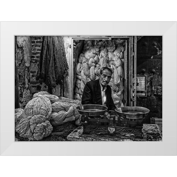Inazio Kuesta, Joxe 18x14 White Modern Wood Framed Museum Art Print Titled - Rope Seller In A Bazaar (Iran)