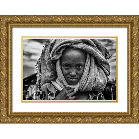 Inazio Kuesta, Joxe 24x17 Gold Ornate Wood Framed with Double Matting Museum Art Print Titled - Ethiopian Girl