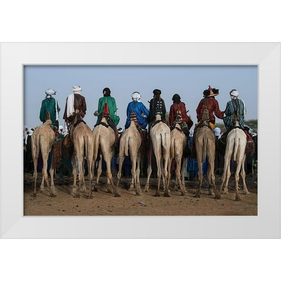 Inazio Kuesta, Joxe 32x22 White Modern Wood Framed Museum Art Print Titled - Watching The Gerewol Festival From The Camels - Niger