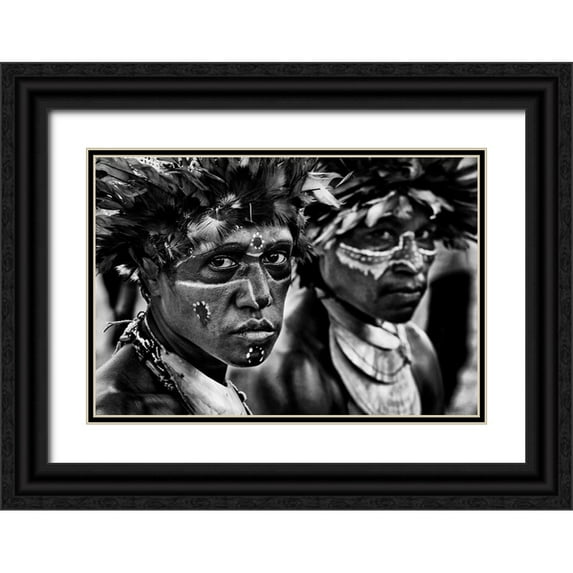 Inazio Kuesta, Joxe 32x23 Black Ornate Wood Framed with Double Matting Museum Art Print Titled - Sing Sing Festival - Mt. Hagen - Papua New Guinea