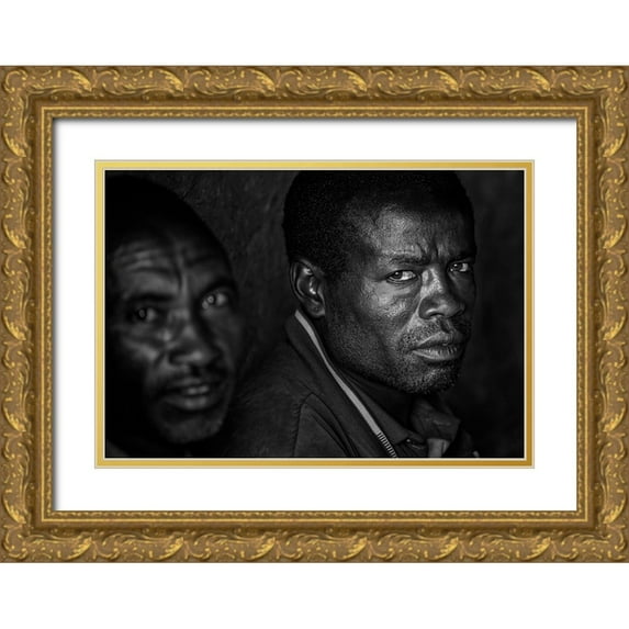 Inazio Kuesta, Joxe 32x23 Gold Ornate Wood Framed with Double Matting Museum Art Print Titled - Ethiopian Men.
