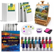 Inburit 37PCS Art Paint Set for Kids & Adult, Include 22 Colors Acrylic Paints, 8 Brushes, Canvases. All Painting Supplies Kit In a Storage Easel Box