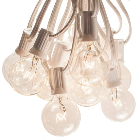 Inc. 10 Foot Globe String Lights (10 Foot, G40 Clear - White Wire - 1.6" 5 Watt Bulbs)