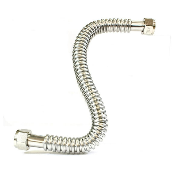 Inc 24" Corrugated Stainless Steel Flexible Water Line, 3/4" FIP X 3/4" FIP, Heater Connector, For Heaters, Softeners, Boilers, 24 Inch
