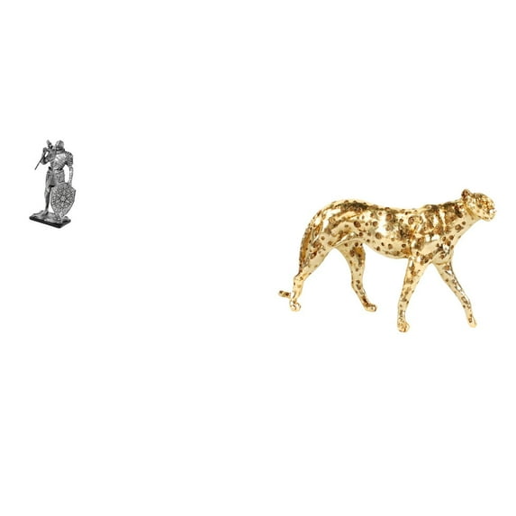 Dualoai Nordic Knight Resin Figurine Abstract Art Sculpture and Gold Cheetah Animal Tabletop Ornament for Office Desk Cabinet Home Entryway Centerpiece Decor