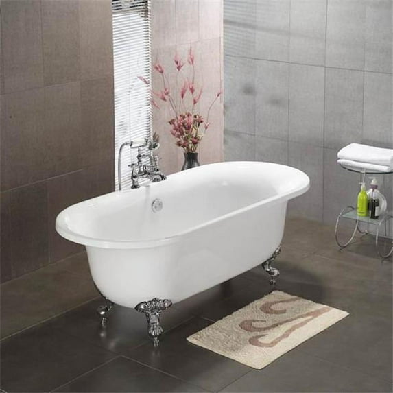 Inc Acrylic Double Ended Clawfoot Bathtub 70 x 30 in. with No Faucet Drillings and Oil Rubbed Bronze Feet