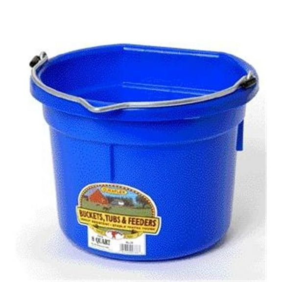 Inc Flat Back Plastic Bucket- Blue 8 Quart - P8FBBLUE