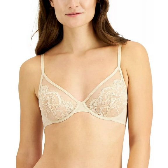 INC International Concepts Underwire Lace Bra Almond Latte M