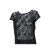 Inc International Concepts Black Cap-Sleeve Zip-Back Lace Top 10