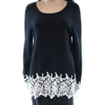 thumbnail image 1 of Inc International Concepts Black Crochet-Trim Top XL, 1 of 2