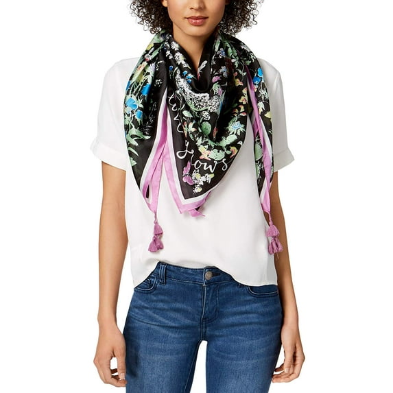 Inc International Concepts Garden Poem Square Scarf, Black Bright, One Size