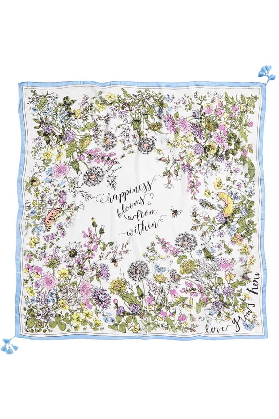 Garden Poem Square Scarf (White Bright, One Size)