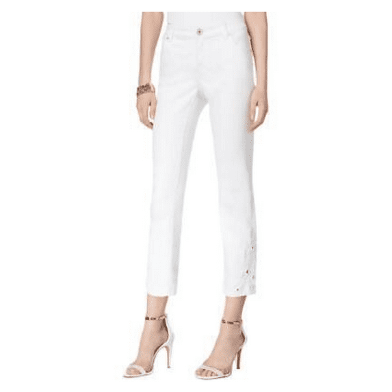 Inc International Concepts Lace-Applique White Wash Cropped Jeans, Size 4, $79