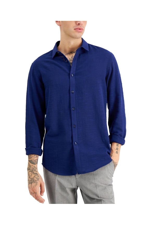 Mens Long-Sleeve Sheer Slub Shirt Size: Large