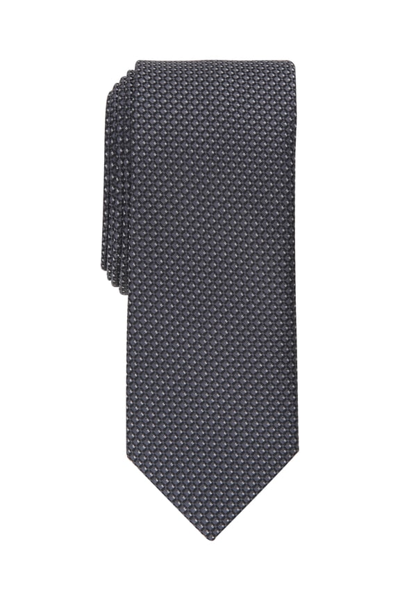 Mens Skinny Mini Neck Tie Grey Charcoal