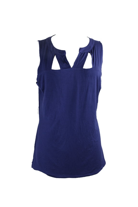 International Concepts Navy Cap-Sleeve Cutout Front Top XS