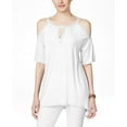 thumbnail image 1 of Inc International Concepts Petite Embellished Cold-Shoulder Blouse Bright White PL, 1 of 1