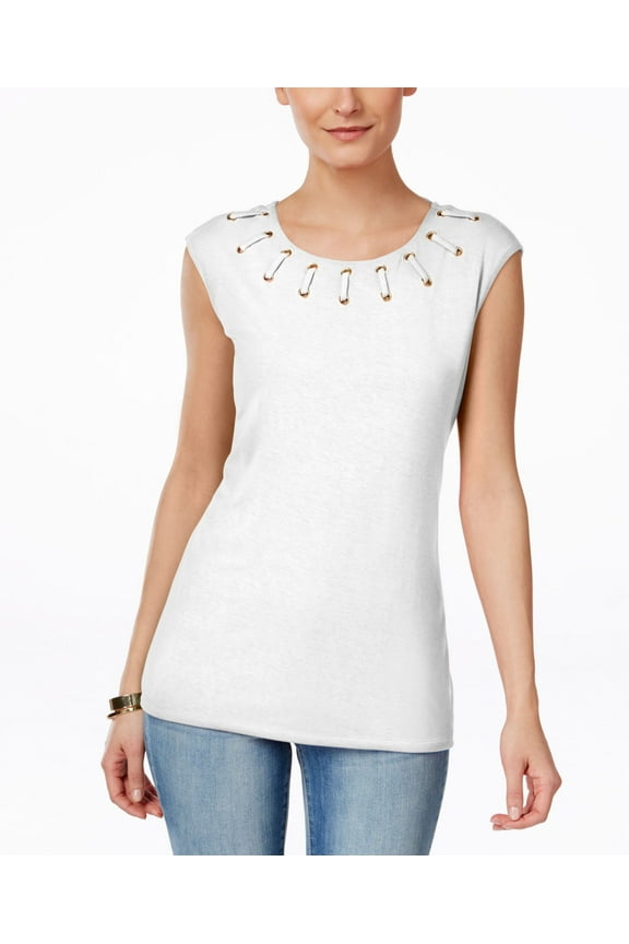 Petite Lace-Up Top Bright White PM