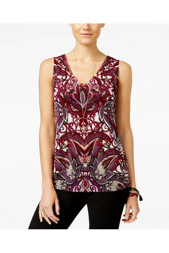Petite Printed Double-Layer Top Feathered Pasiely PS