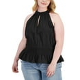 thumbnail image 1 of Inc International Concepts Plus Size Smocked Cotton Halter Top Deep Black 3X, 1 of 1