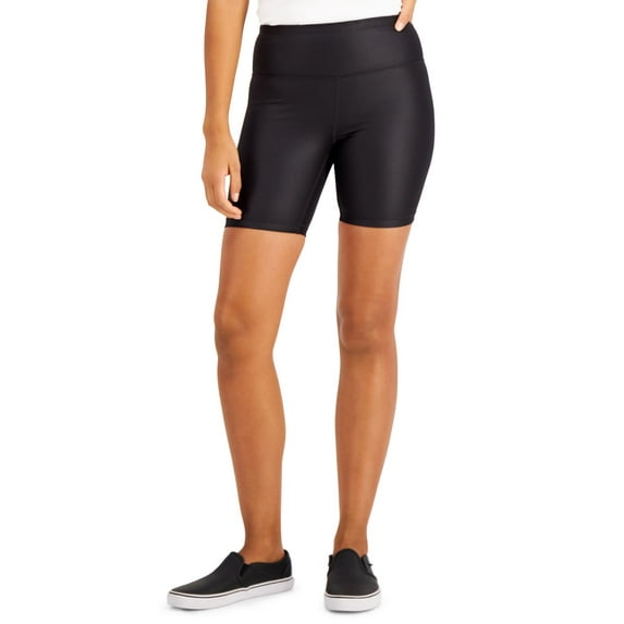 Inc International Concepts Shiny Compression Bike Shorts, Black, Small