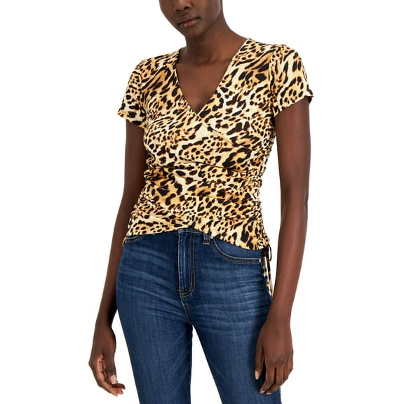 INC International Concepts Womens Faux Wrap Top Caterina Cheeta S