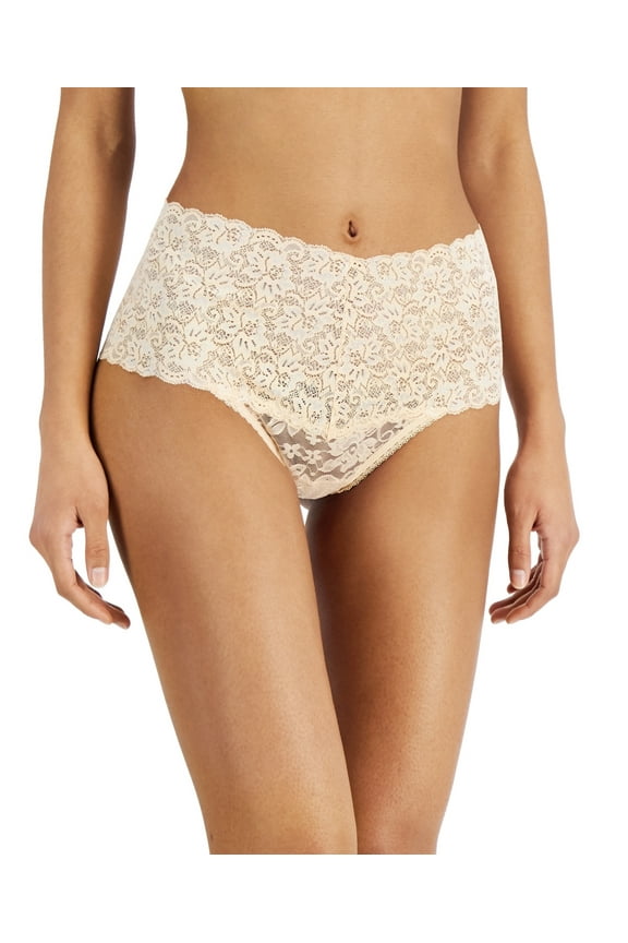 I.N.C International Concepts Womens High Waist Lace Thong, Almond Latte, XXL