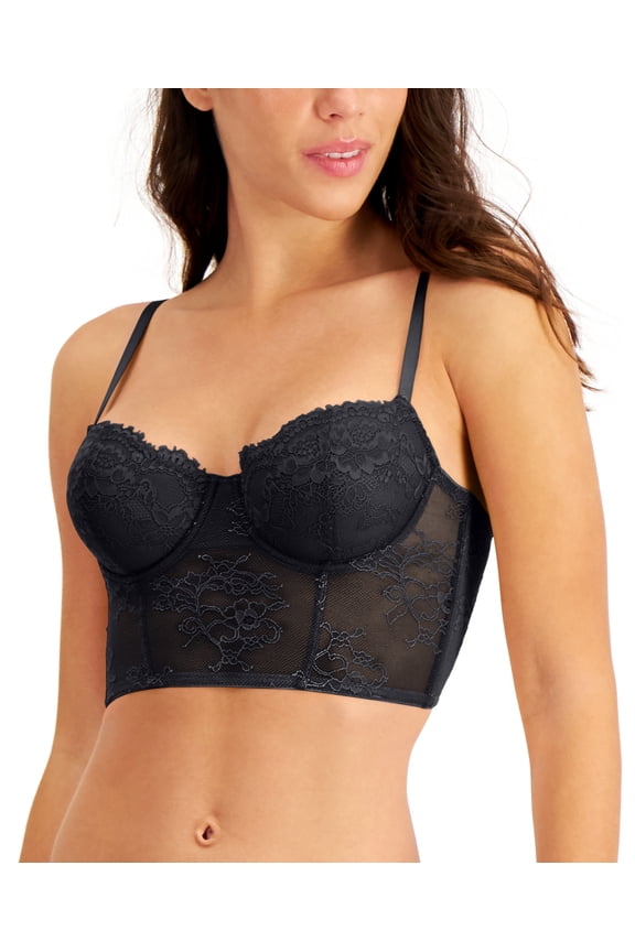 Womens Lace Bustier Lingerie, Black, Large