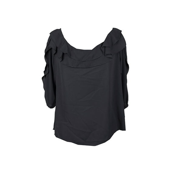 Inc International Concepts Womens Black Ruffled Off-The-Shoulder Blouse XS
