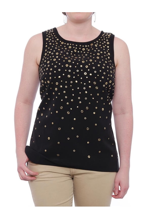 International Concepts Womens Black Studded Hi-Low Top XS